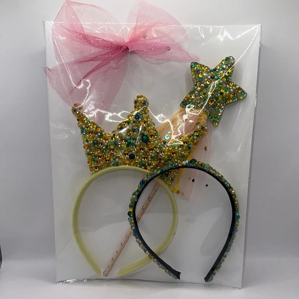 Princess Tiana Inspired Rhinestone Tiara Wand and Headband